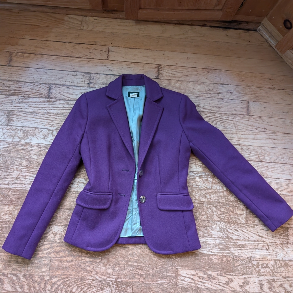 J. Crew Purple Women's Blazer Wool Sz 0